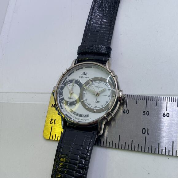 Mens Dual Time Vintage Watch Works New Battery